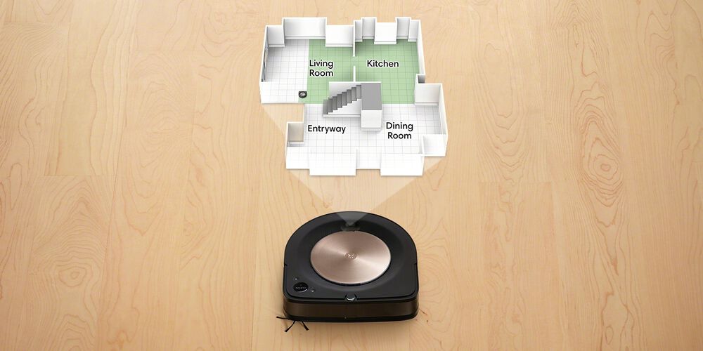 A Roomba projecting a smart map of a house